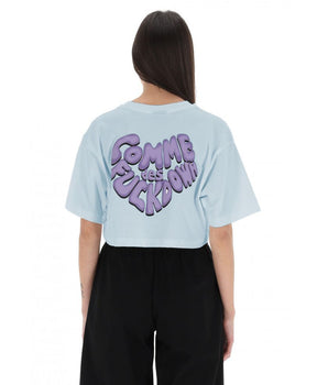Comme Des Fuckdown Blue Cotton Women T-Shirt