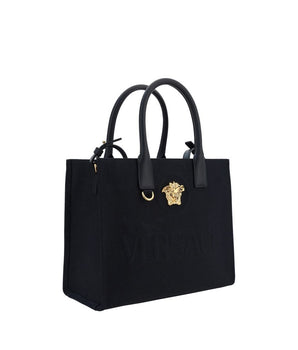Versace Black Cotton Shoulder Bag