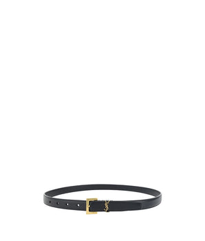 Saint Laurent Black Calf Leather Bos Taurus Thin Belt