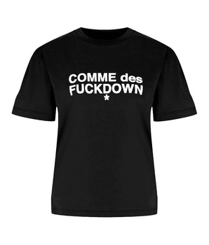 Comme Des Fuckdown Black Cotton Women T-Shirt