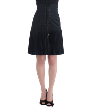 Roberto Cavalli Black Wool Mini Skirt