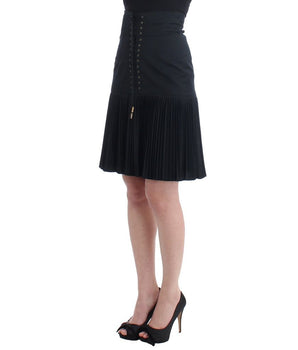 Roberto Cavalli Black Wool Mini Skirt