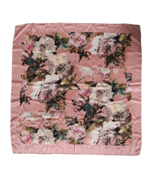 Pañuelo cuadrado de seda con estampado floral rosa de Dolce &amp; Gabbana
