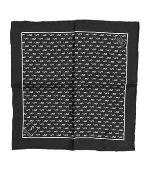 Pañuelo cuadrado de seda Dolce &amp; Gabbana Black Sea Horse para hombre