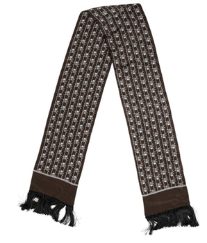 Bufanda Dolce &amp; Gabbana para hombre con flecos y estampado de calaveras marrones