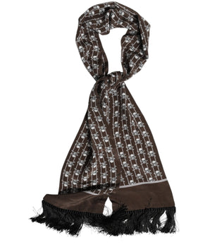Bufanda Dolce &amp; Gabbana para hombre con flecos y estampado de calaveras marrones