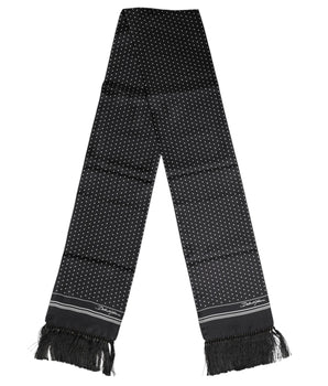 Bufanda tipo foulard con flecos y lunares blancos y negros de Dolce &amp; Gabbana