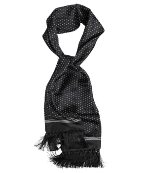Bufanda tipo foulard con flecos y lunares blancos y negros de Dolce &amp; Gabbana