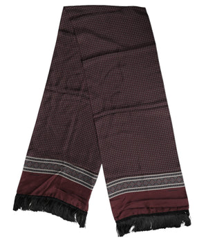 Dolce & Gabbana Maroon Dotted Silk Fringes Foulard Scarf