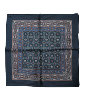 Dolce &amp; Gabbana Blue Printed Silk Square Men's Foulard Scarf