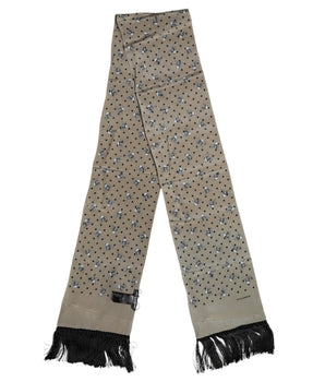 Dolce & Gabbana Gray Skulls Silk Fringes Men Foulard Scarf