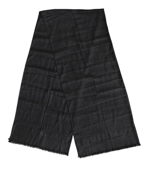 Dolce & Gabbana Dark Gray Cashmere Fringes Neck Warmer Scarf
