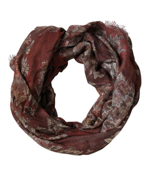 Dolce & Gabbana Maroon Floral Neck Warmer Foulard Scarf