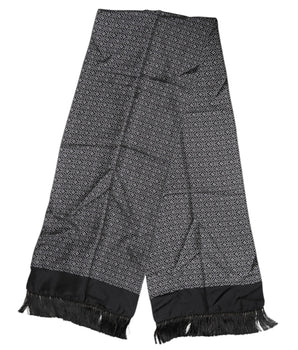 Dolce & Gabbana Black Patterned Fringes Men Foulard Scarf