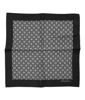 Dolce & Gabbana Black White Patterned Square Foulard Scarf
