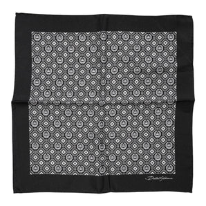Dolce & Gabbana Black White Patterned Square Foulard Scarf