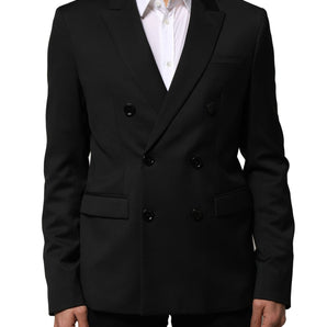 Chaqueta de traje cruzada negra para hombre de Emporio Armani