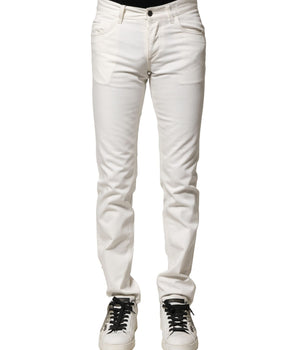 Vaqueros ajustados de algodón blanco Dolce &amp; Gabbana para hombre