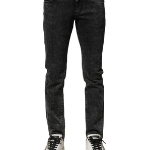 Dolce & Gabbana Black Washed Double Waistband Denim Jeans
