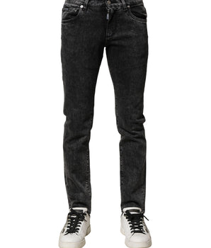 Dolce & Gabbana Black Washed Double Waistband Denim Jeans