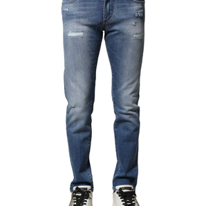 Dolce & Gabbana Blue Washed Cotton Skinny Men Denim Jeans