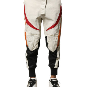 Dolce & Gabbana Multicolor Lambskin Tapered Men Pants
