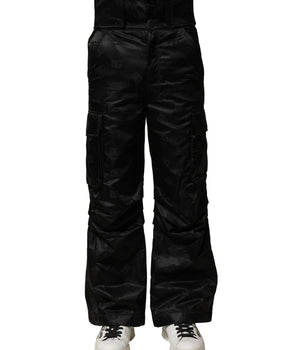 Dolce & Gabbana Black Nylon DG Logo Straight Pants