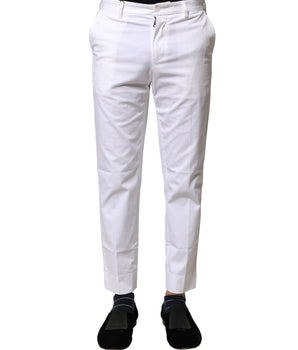 Dolce &amp; Gabbana Men's White Cotton Straight Logo Pants