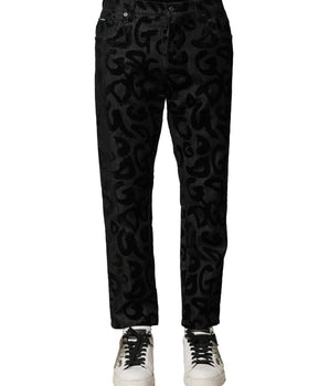 Vaqueros rectos Dolce &amp; Gabbana de algodón gris con logotipo DG para hombre