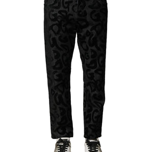 Dolce & Gabbana Gray Cotton DG Logo Straight Men Denim Jeans