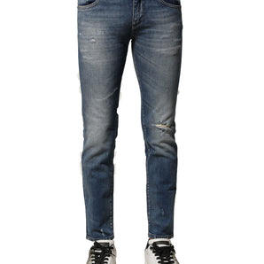 Dolce & Gabbana Blue Washed Cotton Slim Fit Men Denim Jeans