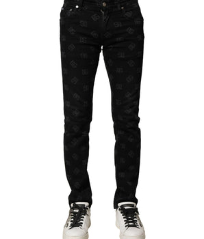 Vaqueros ajustados Dolce &amp; Gabbana de algodón negro con logotipo DG para hombre