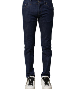 Vaqueros ajustados de algodón elástico azul Dolce &amp; Gabbana para hombre