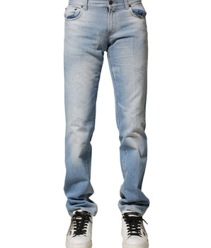 Vaqueros rectos lavados en azul claro de Dolce &amp; Gabbana