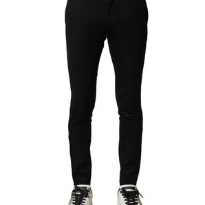 Dolce & Gabbana Black Wool Men Skinny Mid Waist Pants
