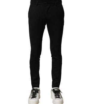 Pantalones ajustados de cintura media de lana negra para hombre de Dolce &amp; Gabbana