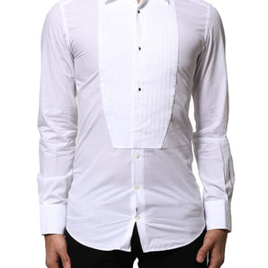 Dolce & Gabbana White GOLD Cotton Poplin Formal Dress Shirt