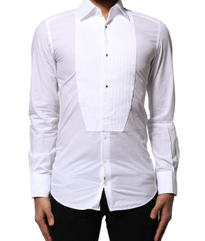 Dolce &amp; Gabbana White GOLD Cotton Poplin Formal Dress Shirt