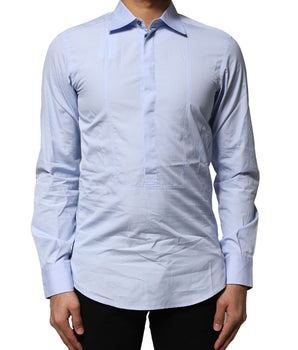 Camisa de vestir de manga larga de algodón azul claro de Dolce &amp; Gabbana