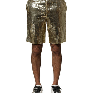 Bermudas de poliéster con lentejuelas doradas de Dolce &amp; Gabbana