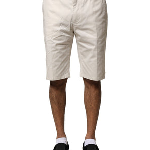 Bermudas de cintura media de algodón elástico beige de Dolce &amp; Gabbana