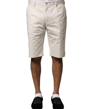 Dolce & Gabbana Beige Cotton Stretch Mid Waist Bermuda Shorts