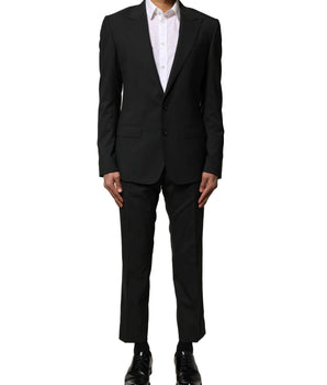 Dolce &amp; Gabbana Traje de dos piezas de lana negra con botonadura simple
