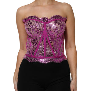 Dolce & Gabbana Pink Bustier Sleeveless Corset Blouse Top