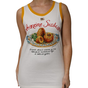 Dolce & Gabbana White Araneine Siciliane Sleeveless Tank Top
