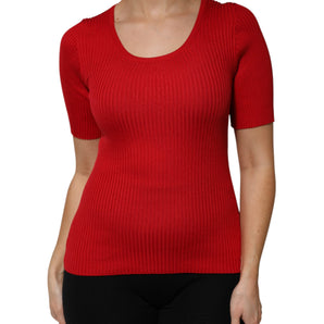 Dolce & Gabbana Red Round Neck Short Sleeves Pullover Top
