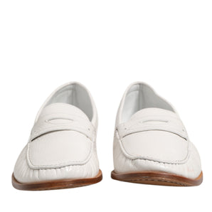 Mocasines blancos de cuero Dolce &amp; Gabbana, zapatos sin cordones
