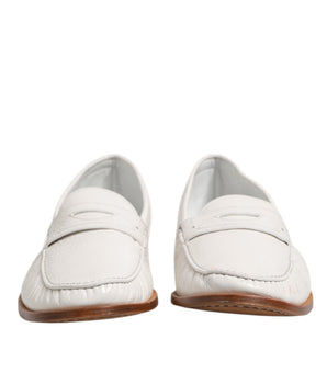 Dolce &amp; Gabbana White Leather Loafers Loafers Slip On Shoes