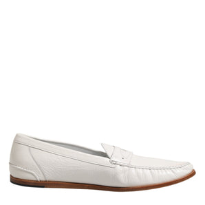 Mocasines blancos de cuero Dolce &amp; Gabbana, zapatos sin cordones