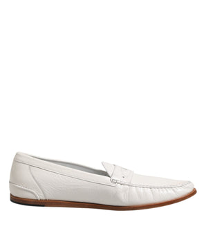 Dolce &amp; Gabbana White Leather Loafers Loafers Slip On Shoes
